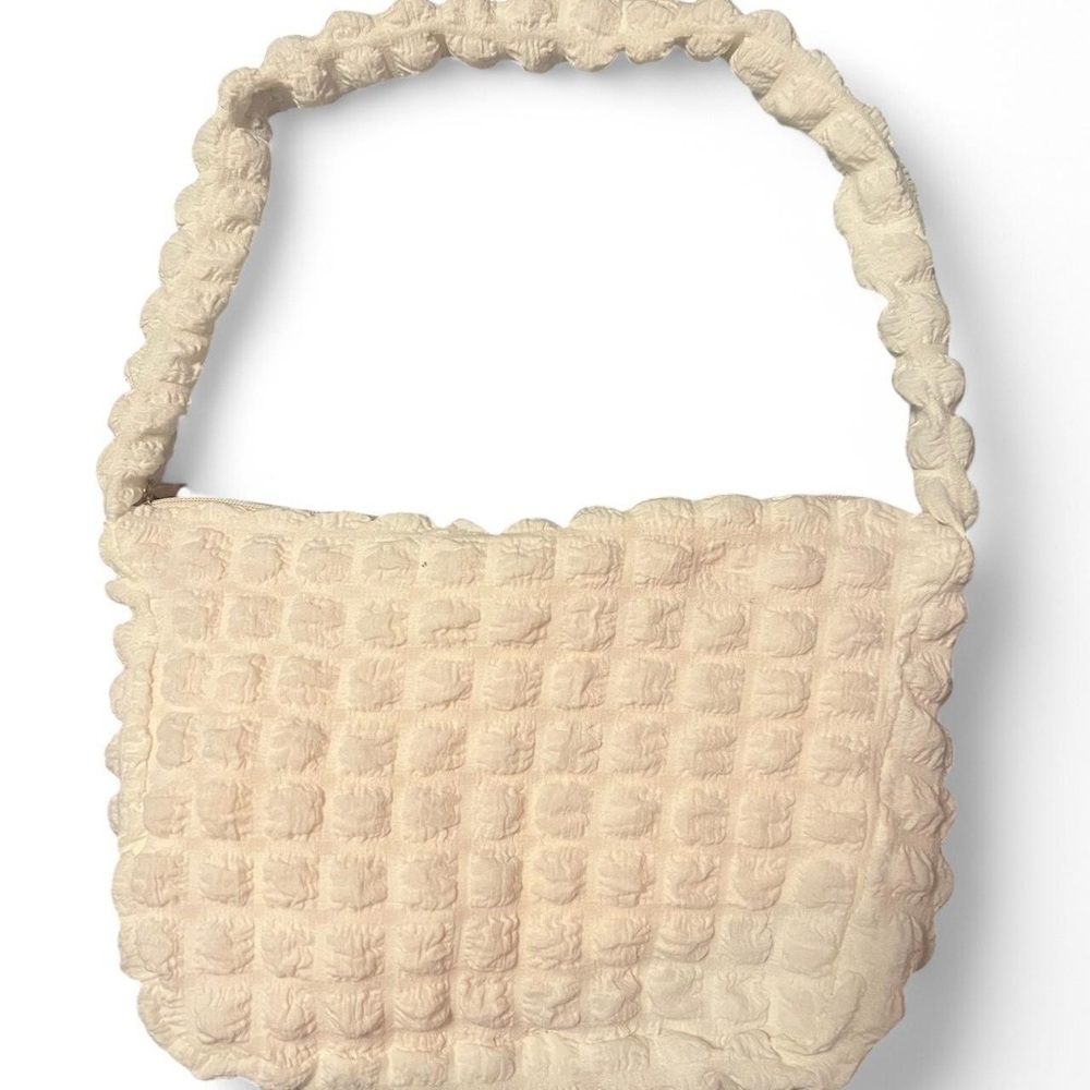 Textured Cream Shoulder Bag